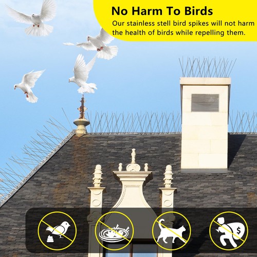 Bird Spikes 9.84FT, 304 Stainless Steel Bird Deterrents Spikes for Outside 12Pcs - Picture 7 of 9