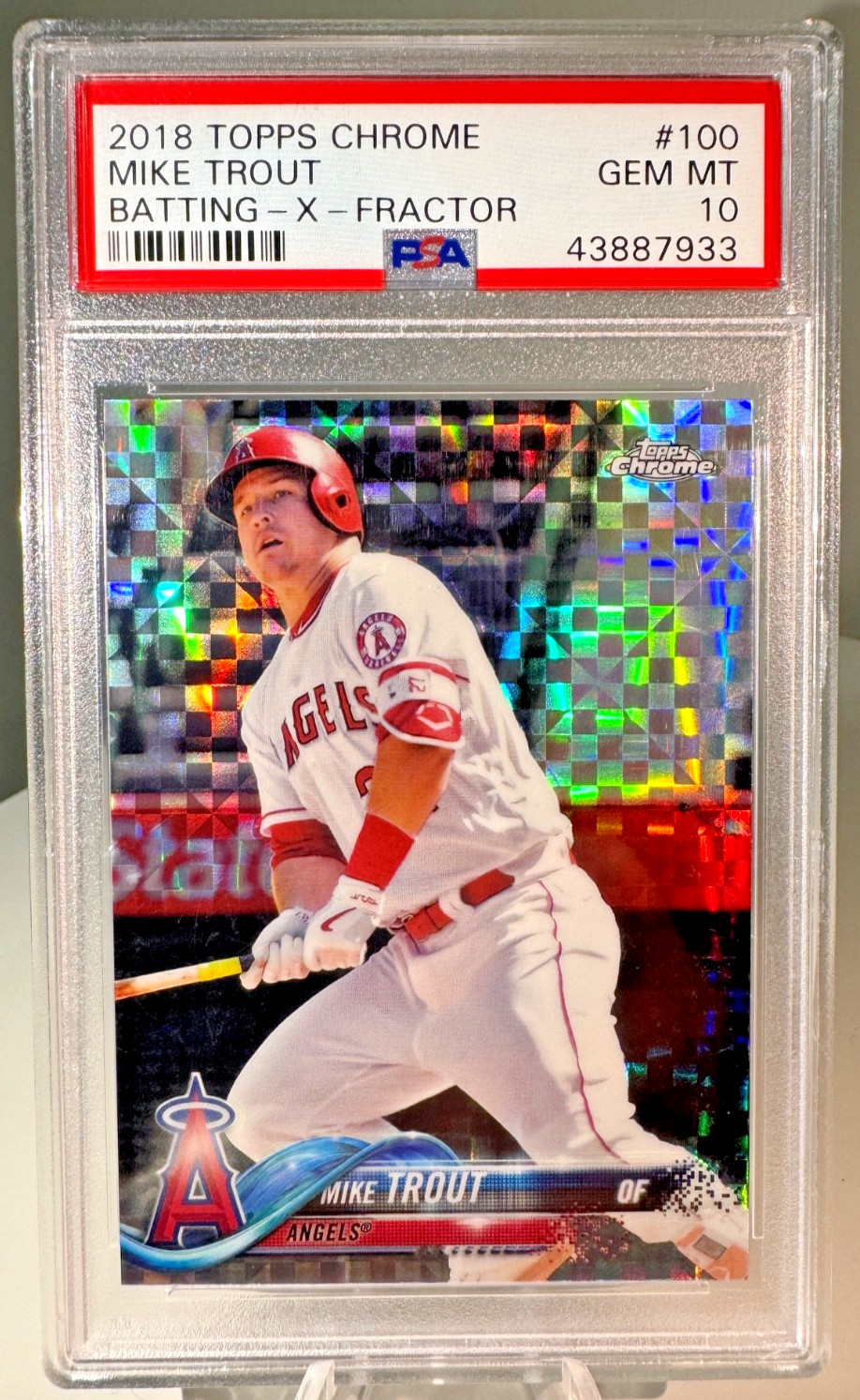 Mike Trout 2018 Topps Chrome #100 Batting *X-Fractor* Angels PSA 10