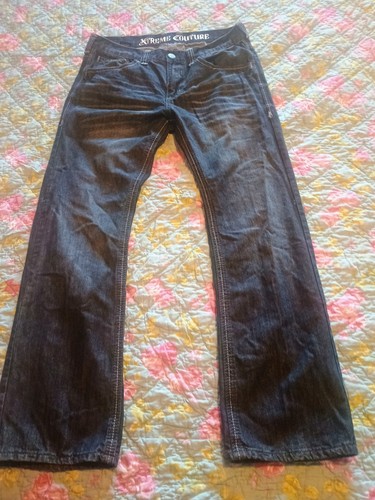 Pantalones de mezclilla Xtreme Couture by Affliction para hombre 34 W - bolsillo con solapa Y2K  - Imagen 1 de 18