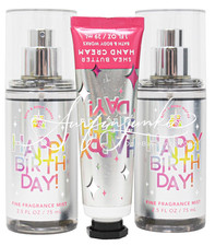Bath & Body Works Happy Birthday Mini Travel Fragrance Spray Mist Hand Cream 4pc