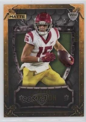 2022 MATTE Silver - Gold Frame / Orange /100 Drake London Rookie RC Shield ms9