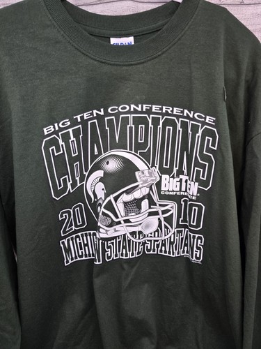 Vintage Michigan State Spartans Big Ten Champs Shirt Men's XL Green 2010 MSU - Picture 2 of 5