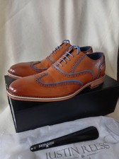 Justin Reess Men's Brown Brogues Leather Shoes Corey Worn Once Boxed EU41 UK7