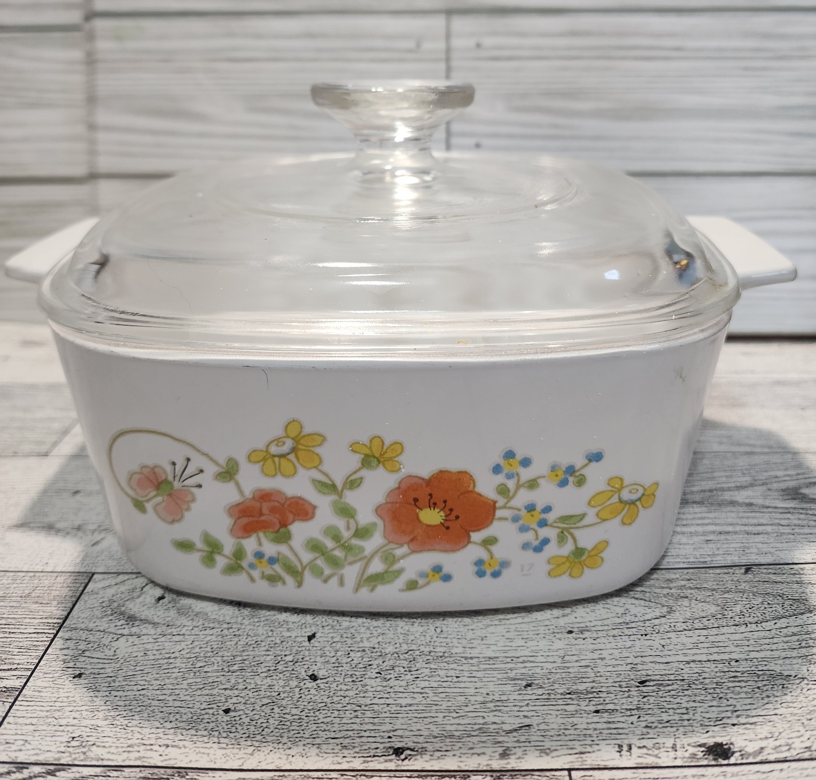 Corning Ware, "Wild Flower", 1.5 Quart Dish, With Lid Vintage