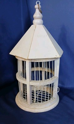 Wooden Decorative Bird Cage Cream Colored