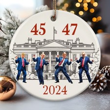 Trump 45 47 Ornament, 2024 President Trump Happy Dance Christmas Ornament Gift