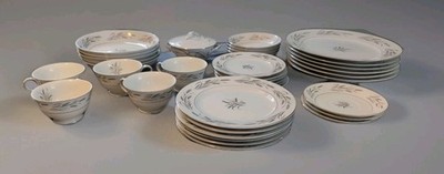 36 PIECE Platinum Wheat China Set By Yamaka: Tea Cups Plates & More