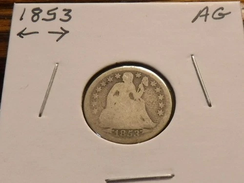 1853 (with Arrows) Seated Liberty Dime ~ AG condition ~ 90% silver
