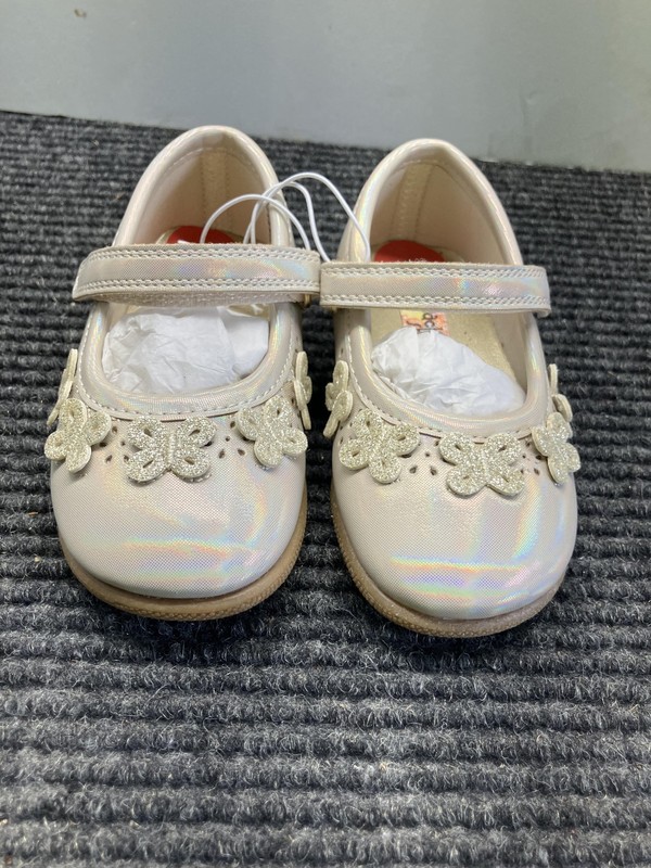Rachel Shoes Lil Selene Shoes Girls Size 8M Beige Pearl Glitter Butterfly Dress