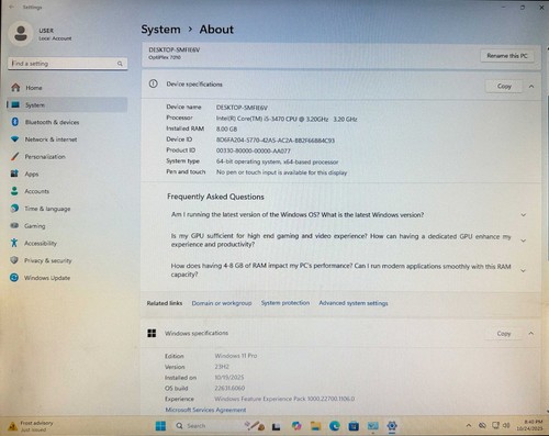 DUAL DRIVE Dell 7010 SFF Intel i5-3470,  8 GB, 480 GB SSD + 1 TB HD, WIN 11 PRO - Picture 5 of 5