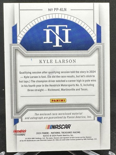 Kyle Larson 2024 National Treasures Racing Premium Patch Auto FOTL Red /11 - 第 2/2 張圖片