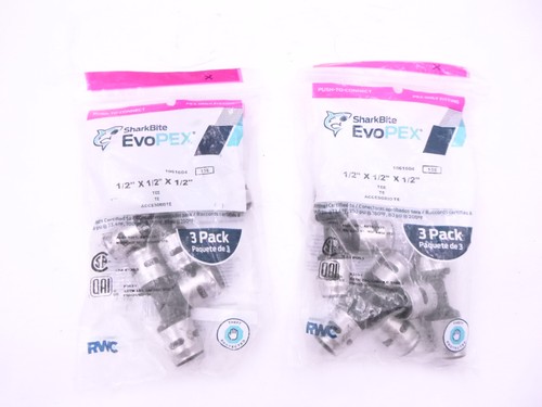 6 Pack Sharkbite 1/2" EvoPEX Tee Push to Connect Plumbing Fitting