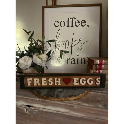 Fresh Eggs Wooden Sign Farmhouse Cottage Homestead Home Decor Wall Art