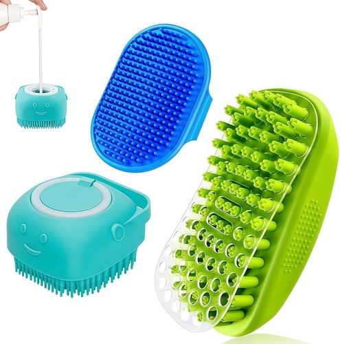 3PCS Dog Bath Brush | Scrubber for | Shampoo Blue Green  - Picture 1 of 6
