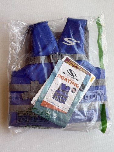 NEW Youth 50-90 LBS Stearns Blue Life Jacket BOATING Vest Ski Kid Children