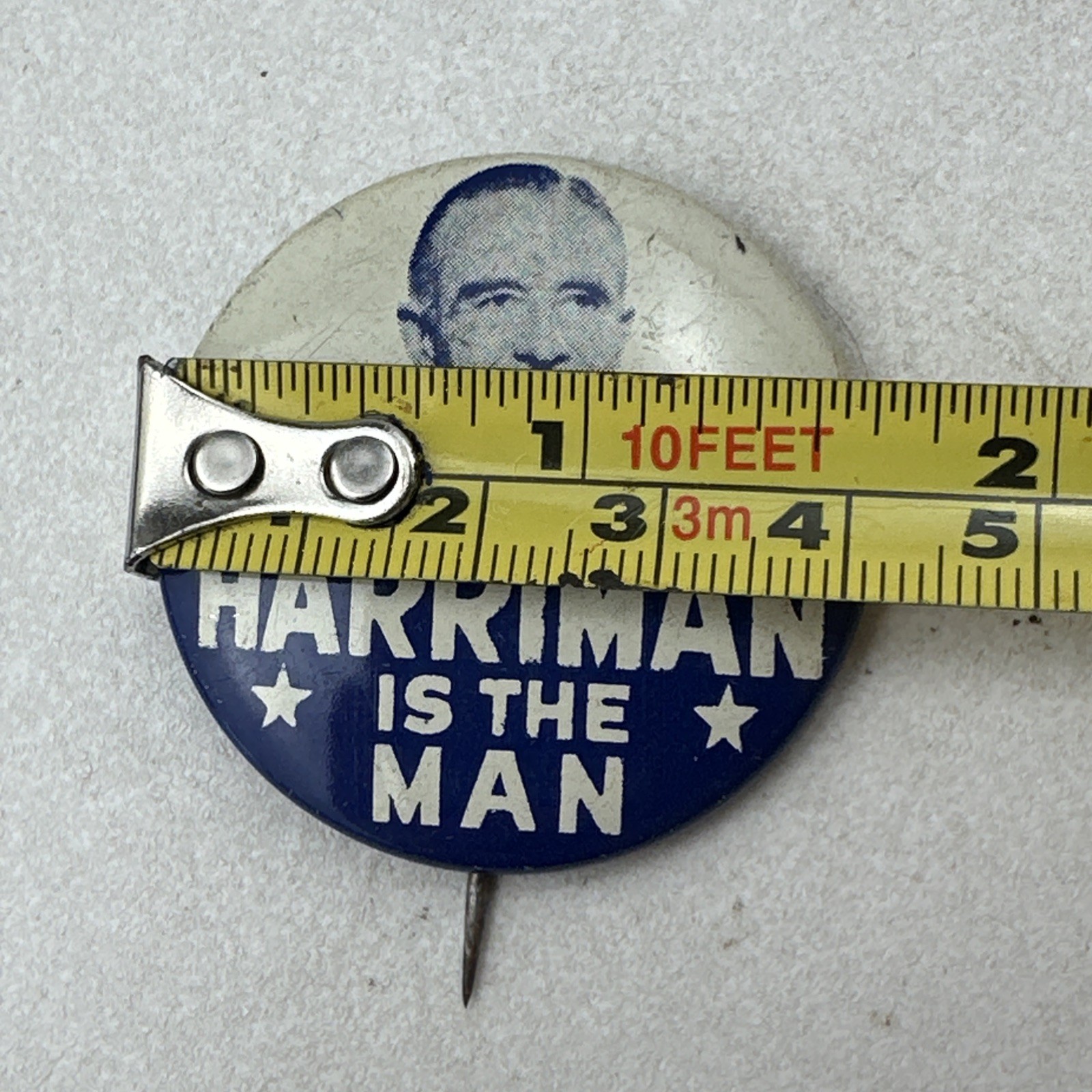 Lot of 3 Vintage 1950s Harriman Presidential Campaign Pin Back Buttons Win Again