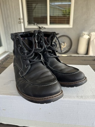 Clarks Herren Curington Hoch Leder Chukka Weich Gepolstert Stiefel Schwarz Größe 11 - Bild 2 von 12