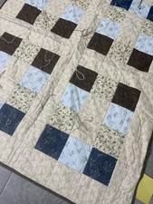 Handmade Prayer Knot Patchwork Quilt Throw 48x39 Block Lap Sz Signed Religious