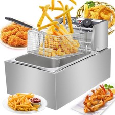 2500W 6.3QT Commercial Electric Deep Fryer Restaurant Stainless Steel Home ZOKOP