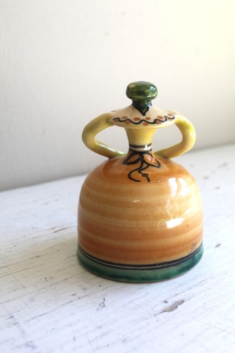 Handbemalter Keramik Käsedeckel Butterdeckel skurril Dame Volksmotiv Spanien - Bild 7 von 11