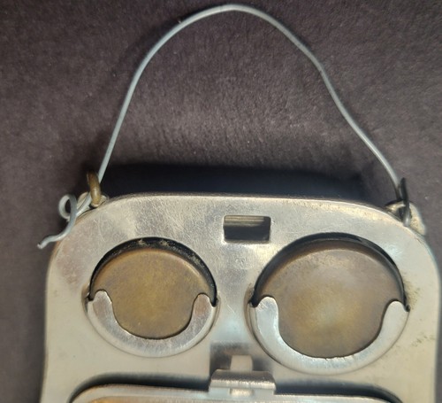 Antique 1921 Genuine Steel Silver Dual Coin Holder & Makeup Compact Purse - Picture 20 of 20