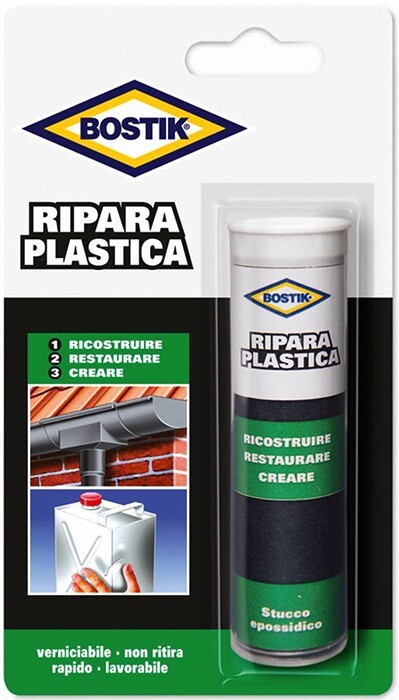 STUCCO EPOSSIDICO BICOMPONENTE RIPARA SALDA RICOSTRUISCE PLASTICA BOSTIK