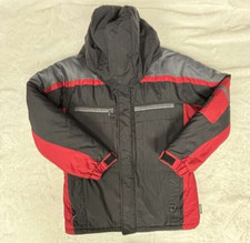 Pacific Trail Jacket Youth Boys Medium Black Red Outerwear Winter Thick Hood Zip