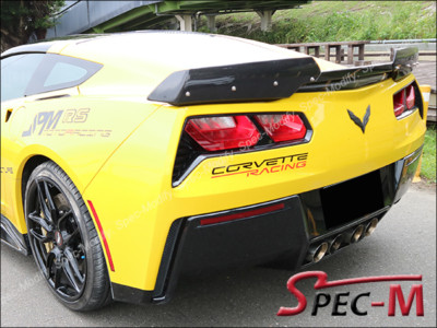 Stage II Carbon Fiber Trunk Spoiler w/ Wicker Wing For 14-17 Corvette C7 CF