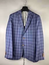 Suitsupply Havana Pure Wool Blue Check Button Suit Jacket Blazer Size 52 / L