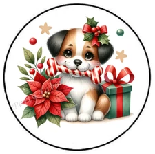 CHRISTMAS DOG ENVELOPE SEALS LABELS STICKERS PARTY FAVORS