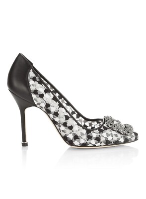 Manolo Blahnik Hangisi 105 Embellished Embroidered Pumps