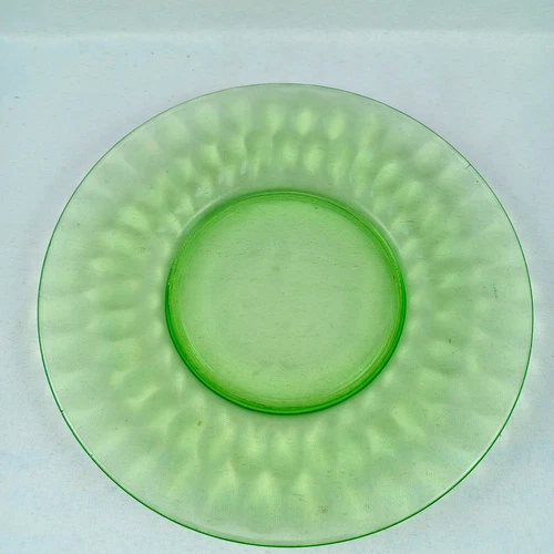 Green Depression Glass Plate Luncheon 8 Inch Jeanette Hex Optic Honeycomb