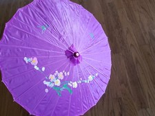 21 inches hand painted Purple Bamboo and Silk Chinese Umbrella US seller