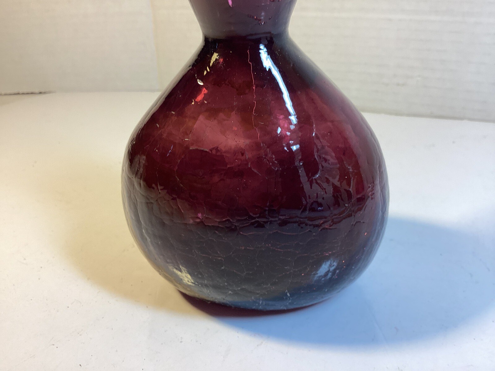 Amethyst Art Glass Bottle Flask Purple Flower Vase Crackle Glass