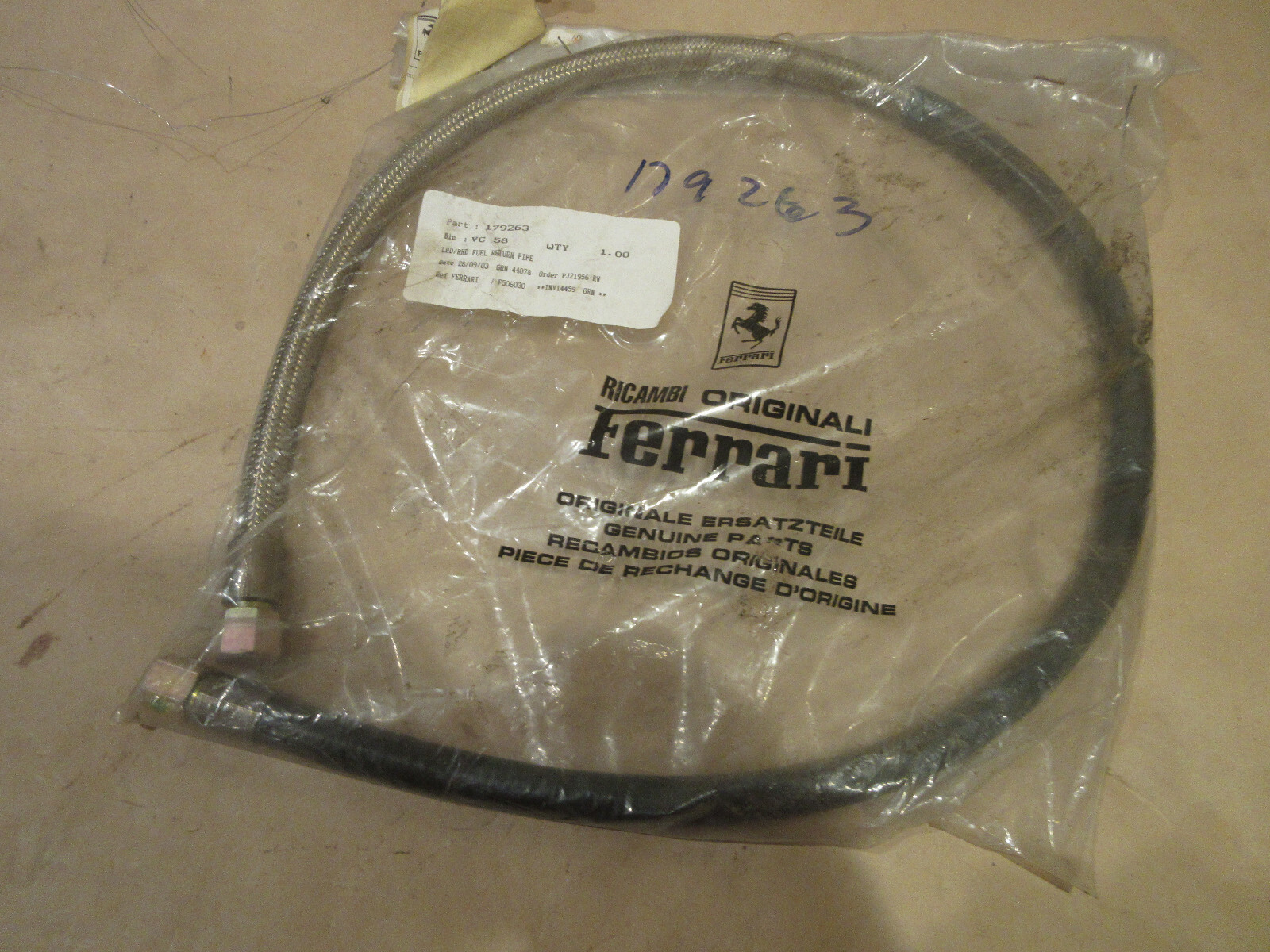 Ferrari 456 Fuel Return Pipe, Part # 179263