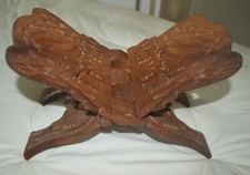 VTG INDIA WOOD CARVED COOKBOOK HOLDER Bible Display FOLDING 12" long 7.5" high