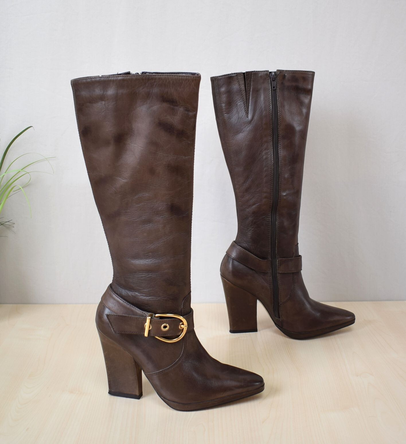 edle Via Uno High-Heel Stiefel Gr. 37 (eher Gr. 36 1/2) aus echtem Leder