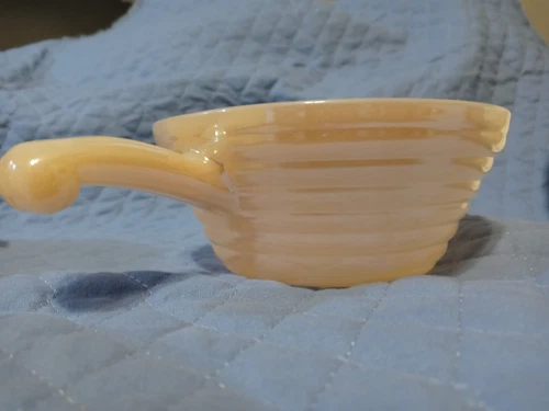 Vintage Fire King Soup Bowls Set of 5 Peach Beehive Lusterware Glass Oven Ware