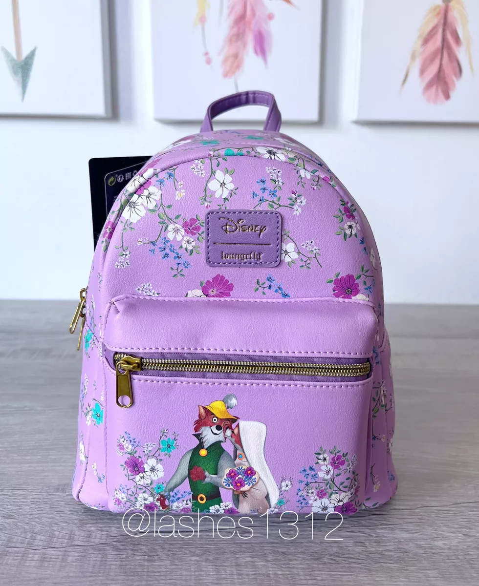 LOUNGEFLY Bag Robin Hood Maid Marian Mini Backpack Purple Floral