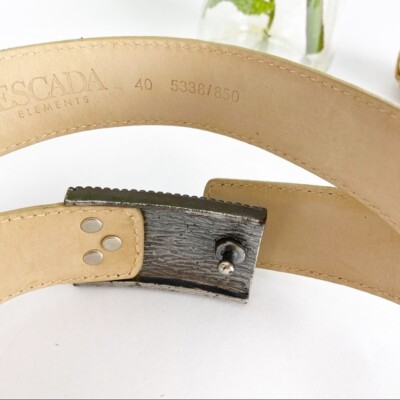 Escada Womens Belt Size Small Tan Ostrich Full Quill Leather Rectangular Buckle Escada Womens Belt Size Small Tan Ostrich Full Quill Leather  main image 3