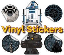 Star Wars themed Vinyl Sticker options in 3-  5-inch size Luke Vader R2 Falcon
