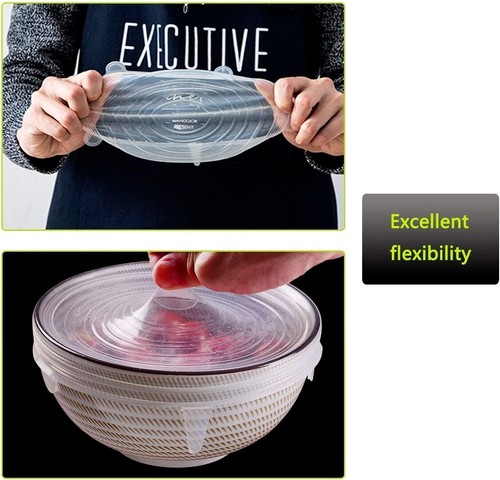 Reusable Stretch Silicone Lids Food Container Bowl Covers Flexible Cups Jar Can - Picture 10 of 19