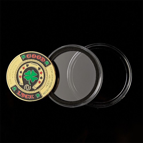 Gift Challenge Coin Collectible Medal Green Clover Good Luck Poker Chips Casino - Picture 7 of 11
