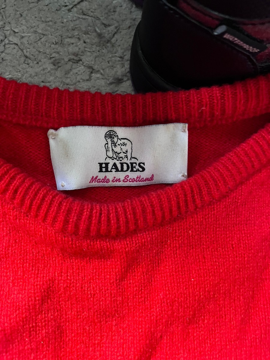 Hades Scotland L Alphabet Red jumper 100% Wool Small RARE RRP £220
