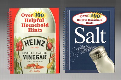 SET OF 2 by Christine Halverson: 100 HELPFUL HINTS: SALT & HEINZ VINEGAR Spiral