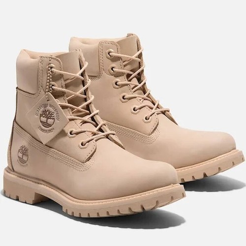 NEW Timberland Premium 6-In Waterproof Boot Beige Nubuck SIZE 7.5/100%AUTHENTIC - Picture 3 of 7