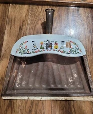 Vintage J V Reed Metal Coppertone Dustpan Dutch Amish Motif Folk Art Design