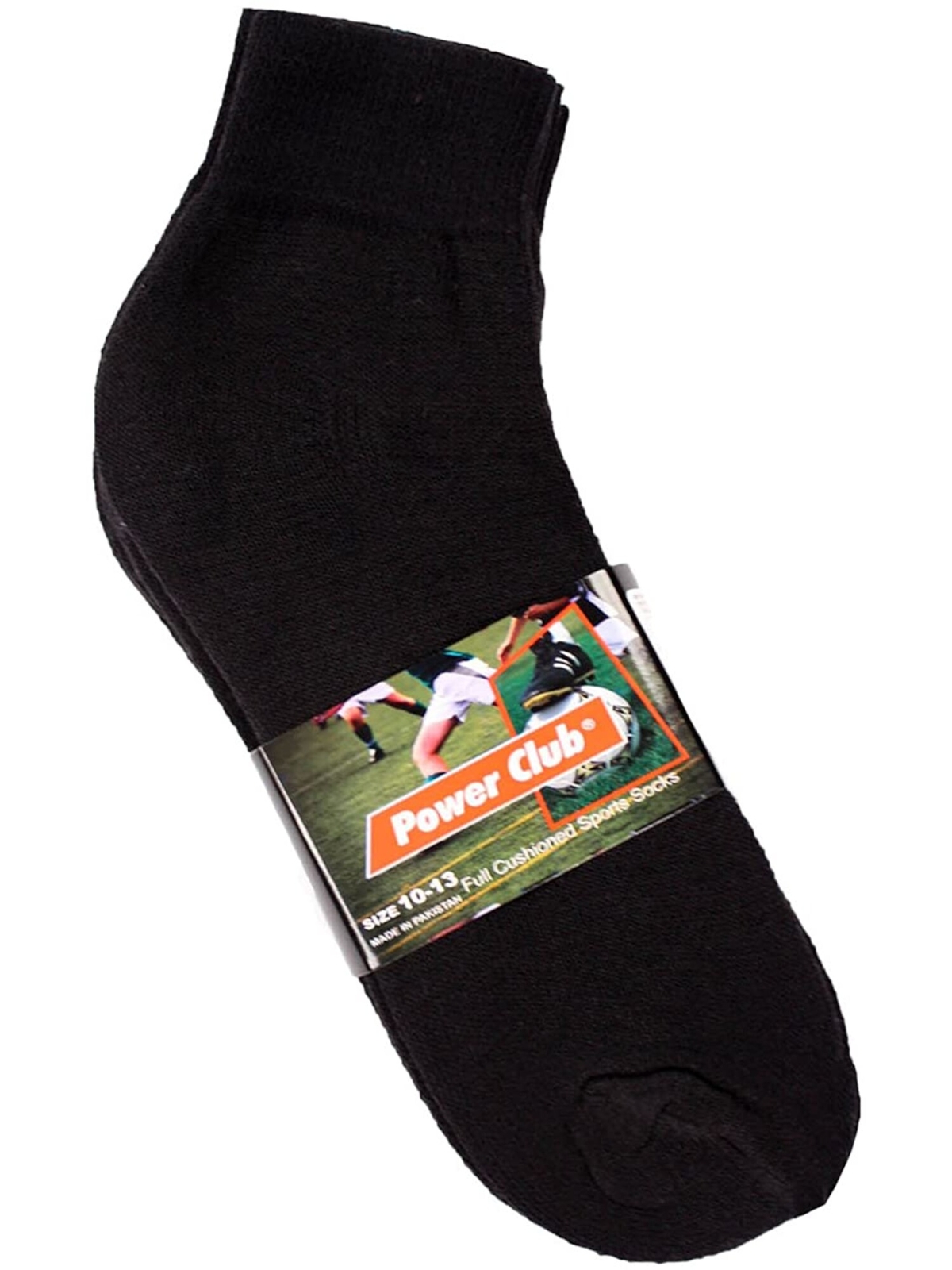 Спортивные носки POWER CLUB Black Solid Sport с мягкой подкладкой для лодыжек 10-13