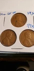 SET OF 3 1937 LINCOLN WHEAT PENNIES EXTREMELY FINE  P, D AND S