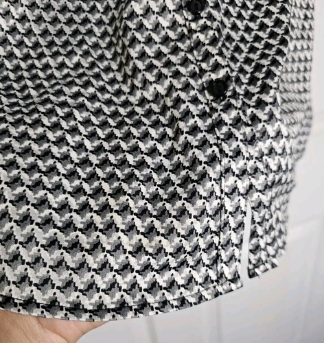 Worthington Womens Blouse Size 14 Geometric Gray Black Career - Picture 6 of 6